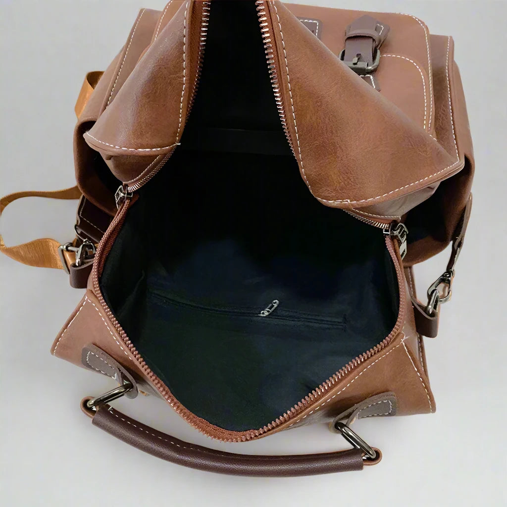 Casual Leather Backpack Bag - Compact and Practical for Daily Use