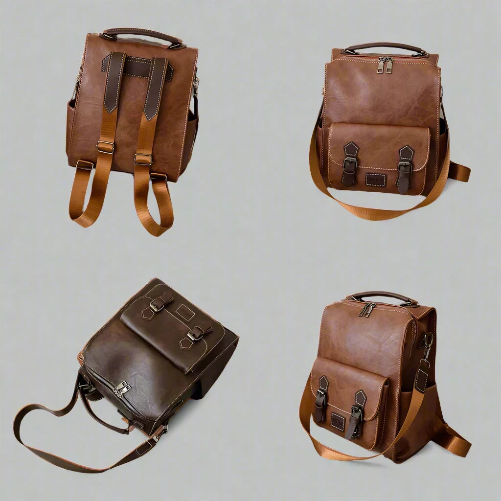 Casual Leather Backpack Bag - Compact and Practical for Daily Use