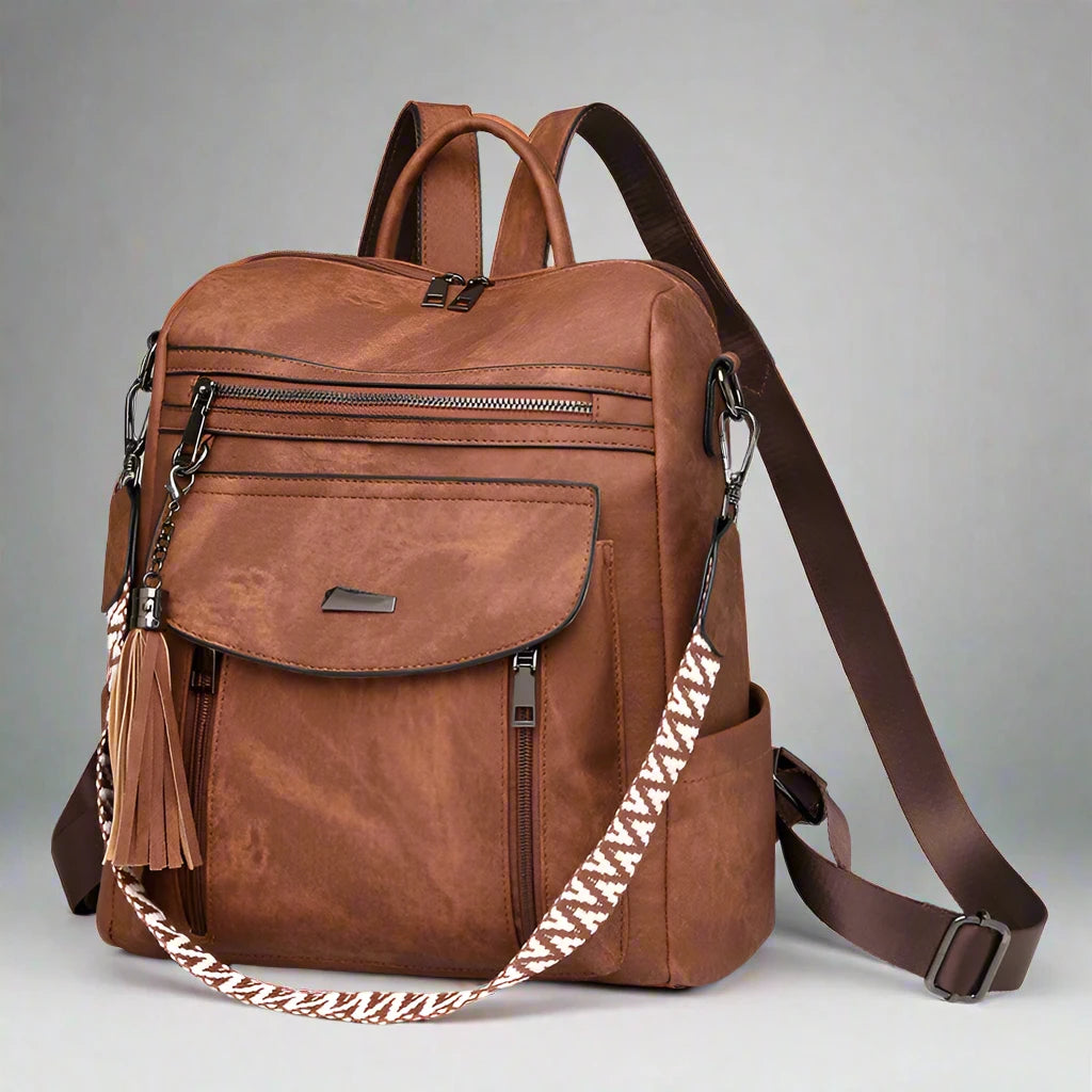 Vintage Leather Backpack Bag - Classic and Functional for Everyday Use