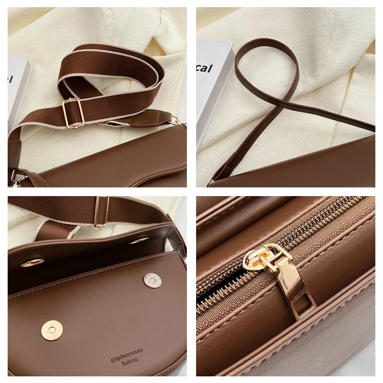 Small Leather Saddle Armpit Bags for Women Summer Chain Shoulder Crossbody Bag Ladies Vintage Underarm Handbags Woman bolsa