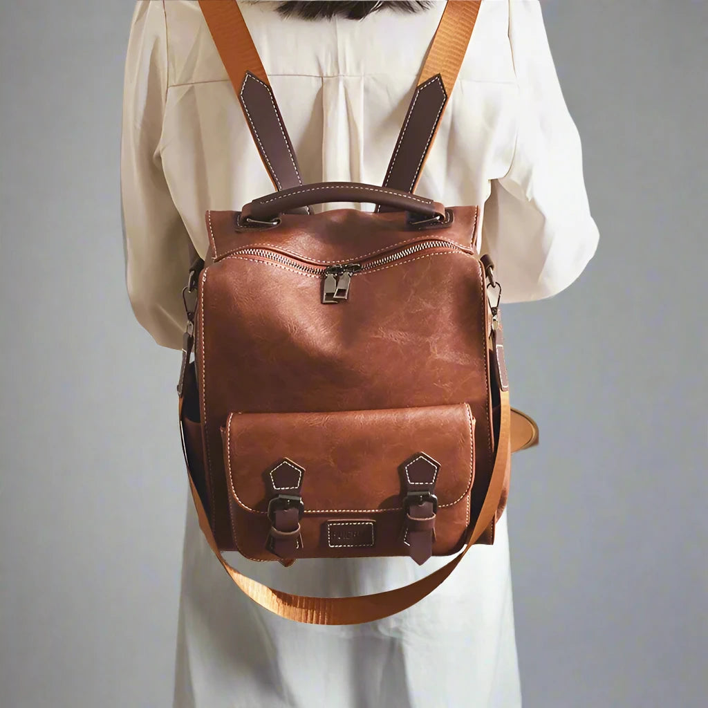 Casual Leather Backpack Bag - Compact and Practical for Daily Use