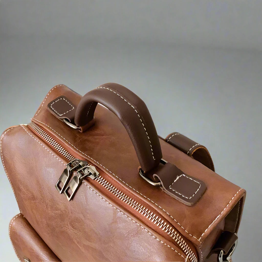 Casual Leather Backpack Bag - Compact and Practical for Daily Use