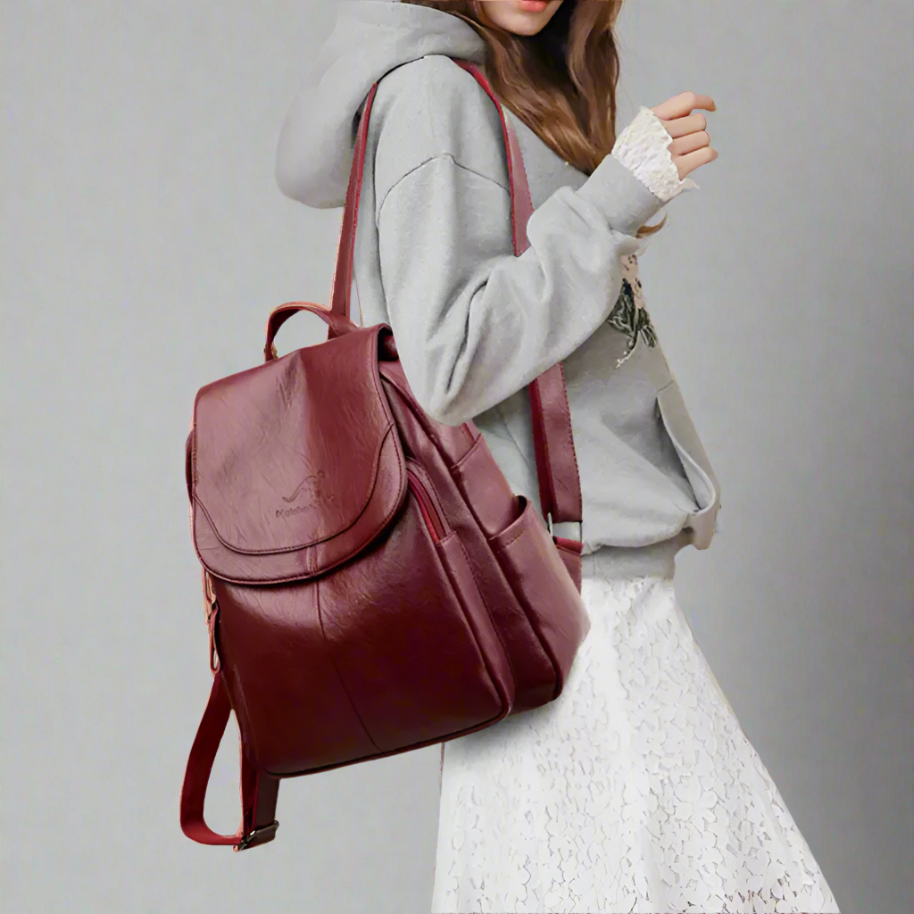 Casual Leather Backpack Bag - Versatile and Stylish for Daily Use